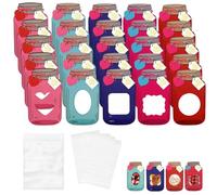 Eowppue Cartes de Saint-Valentin - Pack de 50 cartes colorées avec 50 pochettes transparentes et 1 rouleau de double face - Idéal pour garçons et filles, cadeau parfait pour toutes les occasions