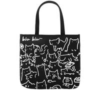 Eowppue Charmante toile, sac de transport avec motif de chat mignon, accessoire polyvalent au quotidien