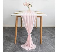 Eowppue Chemin de table en mousseline de soie 70 x 300 cm - Décoration moderne pour mariage et communion - Lavable, transparent, maquillage