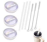 Eowppue Couvercle étanche pour Stanley Cup, Remplacement de Bouchon avec 3 Paillettes, Compatible avec 40 oz, réutilisable, Anti-Fuite, Design Pratique et hygiénique - 3 Couleurs Disponibles