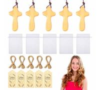 Eowppue Ensemble de Colliers Croix en Bois Naturel - Parfait Présent pour Toutes Les Occasions - Croix en Bois pour la Décoration et Les Cérémonies Religieuses