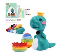 Eowppue Kit de démarrage au crochet pour débutant - Kit de crochet DIY, Kit de crochet dinosaure, complet avec kits de crochet, marqueurs de point et kit de tricot