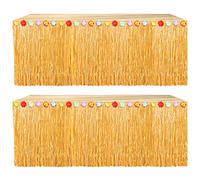 Eowppue Luau Lot de 2 jupes de table hawaïennes naturelles 2,7 x 75,1 cm pour décorations de fête tropicales hawaïennes, jaune paille