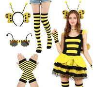 Eowppue Ornements décoratifs à thème Abeille - Kit Complet : Bandeau, Lunettes, Gants sans Doigts et Chaussettes, Fournitures d’aménagement pour expositions et décors événementiels