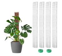 EOX Lot de 4 piquets en plastique de 61 cm pour Monstera, grands poteaux en forme de D pour plantes grimpantes, travail avec mousse de sphaigne, piquets de 228,6 cm, attaches de jardin