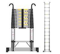EOXCIIU Échelle Télescopique 6,2m, Extensible avec Crochets, Réglable sur Plusieurs Niveaux, pour Les Travaux de Bricolage et de Jardinage, Poids: 20kg