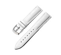 Eoyajsze Bracelet de montre en cuir véritable 10mm-24mm, Blanc-argenté, 17mm