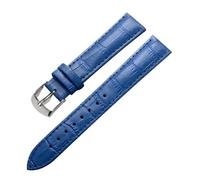 Eoyajsze Bracelet de montre en cuir véritable 10mm-24mm, Bleu-argent, 10mm