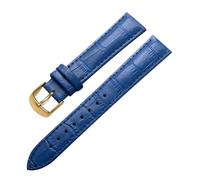 Eoyajsze Bracelet de montre en cuir véritable 10mm-24mm, Bleu-or, 17mm