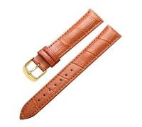 Eoyajsze Bracelet de montre en cuir véritable 10mm-24mm, Brun clair-doré, 17mm