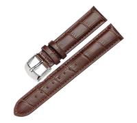 Eoyajsze Bracelet de montre en cuir véritable 10mm-24mm, Brun foncé-argenté, 17mm