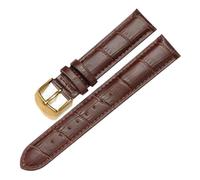 Eoyajsze Bracelet de montre en cuir véritable 10mm-24mm, Brun foncé-doré, 17mm
