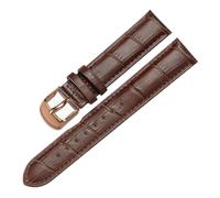 Eoyajsze Bracelet de montre en cuir véritable 10mm-24mm, Brun foncé-or rose, 17mm