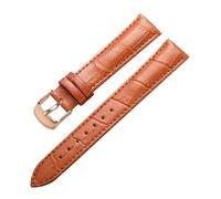 Eoyajsze Bracelet de montre en cuir véritable 10mm-24mm, Marron clair-or rose, 14mm