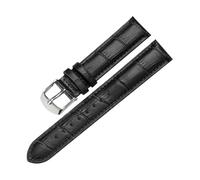 Eoyajsze Bracelet de montre en cuir véritable 10mm-24mm, Noir-argent, 17mm