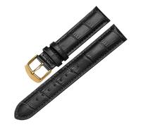 Eoyajsze Bracelet de montre en cuir véritable 10mm-24mm, Or noir, 16mm