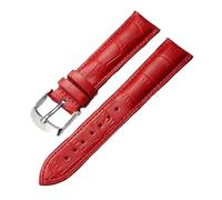 Eoyajsze Bracelet de montre en cuir véritable 10mm-24mm, Rouge-argenté, 21mm