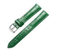 Eoyajsze Bracelet de montre en cuir véritable 10mm-24mm, Vert-argenté, 12mm