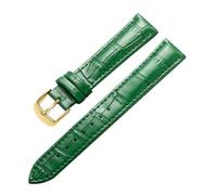Eoyajsze Bracelet de montre en cuir véritable 10mm-24mm, Vert-or, 16mm