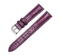 Eoyajsze Bracelet de montre en cuir véritable 10mm-24mm, Violet-argenté, 8mm