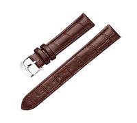 Eoyajsze Bracelets de montre en cuir véritable 8mm-24mm, Brun-argenté, 15mm
