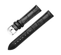 Eoyajsze Bracelets de montre en cuir véritable 8mm-24mm, Noir-argent, 15mm