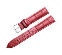 Eoyajsze Bracelets de montre en cuir véritable 8mm-24mm, Rouge-argenté, 15mm