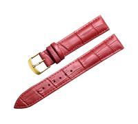 Eoyajsze Bracelets de montre en cuir véritable 8mm-24mm, Rouge-doré, 15mm
