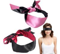 EOYVAIL Menottes,2 Pièces Satin de Soie pour Masque Oculaire Adulte pour Jeu de Rôle en Couple, Voyage, Jeux, Cadeau de St Valentin, Vin et Noir