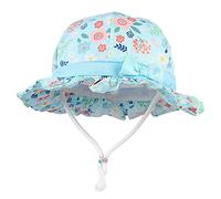 EOZY Chapeau Bob Bébé Fille Nouveau Né Coton Anti-UV Solaire Baptême Chapeau Princesse Nœud Papillon Rose Motif Pois Pliable Été (Bleu, 6-12 Mois)