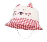 EOZY Chapeau de Soleil Bob Bébé Fille Naissance Pliable Coton Anti-UV Forme Chat Mignon Cartoon Carreaux Chapeau Princesse Baptême Été (3-6 Mois)
