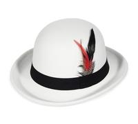 EOZY Chapeau melon pour homme et femme - Chapeau d'équitation - Chapeau en feutre - Chapeau pour adulte - Chapeau de fête Fedora - Chapeau de carnaval, Blanc., 57