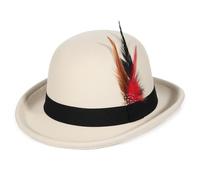 EOZY Chapeau melon pour homme et femme - Chapeau d'équitation - Chapeau en feutre - Chapeau pour adulte - Chapeau de fête Fedora - Chapeau de carnaval, beige, 57