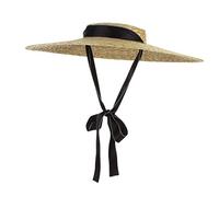 EOZY Chapeau Paille Capeline Femme Élégant Large Bord Visière Anti-Soleil Chapeau Panama Voyage Plage Vintage Anti-UV Été Outdoor (Noir Ruban, Bord 15cm)