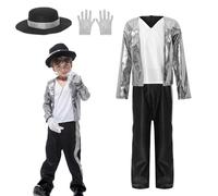 EOZY Michael Jackson Costume d'Halloween pour enfant - Cosplay - Jeu de rôle - Pour fille, garçon, festival, fête, carnaval