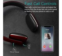 Ep636 - Casque Bluetooth Sans Fil Aptx - Homme Femme Nfc Micro Audio Stéréo Supra Aural Ultra-Léger Confortable, Batterie 14H D'Autonomie Wireless - Compatible Android, Apple, Windows - Rouge