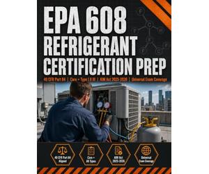 EPA 608 Refrigerant Certification Prep: 595 Practice Questions, 5 Full-Length Practice Tests, Visual Cheat Sheets & Complete Review for Core, Type I, Type II, Type III and Universal Exam Coverage