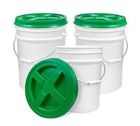 ePackageSupply Lot de 3 seaux de 18 litres - Seau de qualité alimentaire avec couvercle hermétique à visser, sans BPA, plastique HDPE robuste de 90 mm, rangement en vrac, récipient durable, fabriqué
