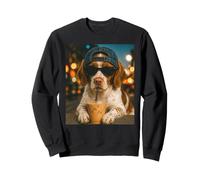 Épagneul Breton Buvant du café glacé Amusant pour Les Amoureux des Chiens Sweatshirt