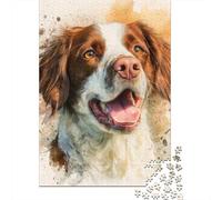 Épagneul Breton Puzzle Aquarelle Chien pour Adultes Et Enfants, 1000 Pièces De Plaisir en Famille, Défi Passionnant pour La Soirée Jeux 38x26cm/1000pcs