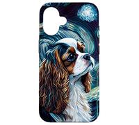 Épagneul Cavalier King Charles dans Une Nuit étoilée, Peinture « Dog M » Coque pour iPhone 16