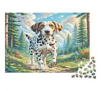 Epagneul Springer Anglais Papier Dalmatien sur Un Chemin forestier Puzzle Cadeau d’Anniversaire Entraînement cérébral 52x38cm/1000 pièces