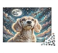 Épagneul Springer Anglais Papier résistant Cocker Spaniel sous Un Ciel étoilé Puzzle Décoration d’intérieur de Collection 70x50cm/1000 pièces