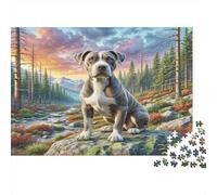 Épagneul Springer Anglais Papier résistant Grand Chien sur Une Falaise rocheuse avec forêt Puzzle Décoration d’intérieur de Collection 70x50cm/1000 pièces