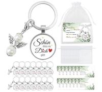 Epaing Lot de 15 porte-clés « Schön dass es Dich gibt Geschenke, Schutzengel Schlüsselanhänger Kleine Geschenke für Frauen, Schutzengel Anhänger Geschenk Freundin, Kollegin Erzieherin Gastgeschenk »