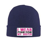 Épais Bonnet Souple Tricoté Je Porte du Roses pour ma sœur, Sensibilisation au Cancer du Sein Bonnet Hiver Chaud Tricot Doux Beanie Hiver pour Adultes Cyclisme Ski