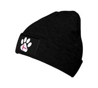 Épais Bonnet Tricoté Sensibilisation au Cancer du Sein grâce à l'empreinte de Patte de Chien Bonnet Chapeau Tricot Universelle Knit Beanie pour Cyclisme Ski Sports