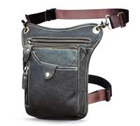 Épais Crazy Horse Cuir Hommes Design Casual Café Classique Bandoulière Sac Mode Voyage Fanny Ceinture Pack Jambe Sac 211-5, gris, Taille unique