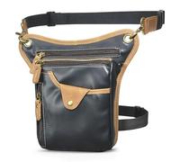 Épais Crazy Horse Cuir Hommes Design Casual Café Classique Bandoulière Sac Mode Voyage Fanny Ceinture Pack Jambe Sac 211-5, Polyuréthane - Noir, Taille unique