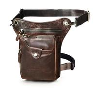 Épais Crazy Horse Cuir Hommes Design Casual Café Classique Bandoulière Sac Mode Voyage Fanny Ceinture Pack Jambe Sac 211-5, café, Taille unique